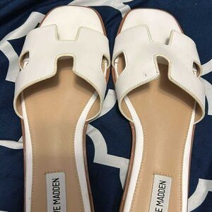 Steve Madden Cream Slide Sandals